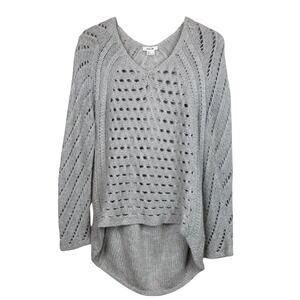 Helmet Lane Gray Wool Blend Cable Knit Oversized High Low Sweater Women Size S